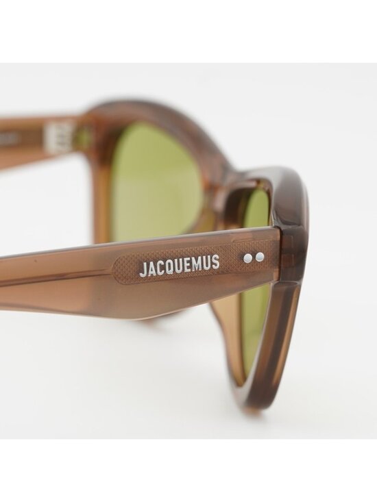 Jacquemus PALMIER JAC/59 C2 Sunglasses Brown Cat Eye Frame, Green Lenses